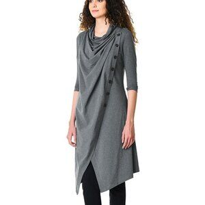 Zapelle Long Sleeve Cowl Neck Wrap Draped Knit Boho Dress Size 2X-22W Black